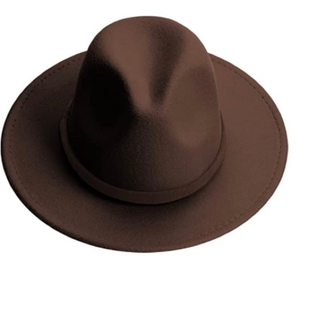 BRAND NEW TRENDY UNISEX WIDE BRIM FEDORA WITH RED UNDERBILL NWT - Picture 4 of 8